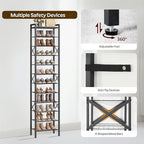 YATINEY 12-Tier Narrow Shoe Rack, Tall Shoe Rack for 12-24 Pairs, Slim Shoe Storage Organizer with Wooden Top, Space Saving, Metal Frame, for Entryway, Black SS61BB