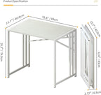 Lutown-Teen Small Folding Desk 32 inch, No Assembly Required Small Office Desk, Writing Gaming Computer Camping Desk, White