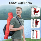 Nazhura 2 Pack Outdoor Camping Chairs Folding/Foldable/Portable with Cooler Pouch, Mesh Backrest and Cup Holder Pocket(Red, 2 Pack)