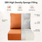 Luxury 6" Outdoor Cushions for Patio Furniture, 24x24x6" Thick Seat Cushion Set of 4, Fade Resistant Couch Chair Replacement Cushions High Density Deep Wicker Chair Cushion w/ Removable Cover, Orange