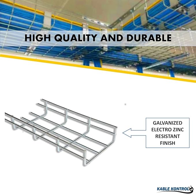 Kable Kontrol Cantilever Wall Bracket – 12” Width - Wire Mesh Tray Cable Management Rack Cords Organizer Cable Basket, Zinc Plated Steel NEC Approved for Network, Fiber Optic, Cabling Accessory
