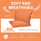 Haven & Glow Decorative Throw Pillow Cover – Rectangular Cushion Case with Zipper | Modern Sofa, Couch & Bed Accent Pillow Covers for Living Room, Bedroom & Home Decor | 20 x 12 Inch – Orange – 2 Pack