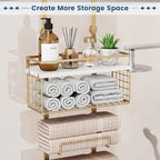 Aetyord Towel Racks for Bathroom Over The Door Towel Racks Towel Storage Organizer with Metal Shelf Basket for Bathroom Rv Camper (7-Tier Gold)