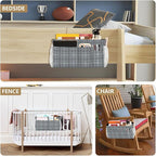 Bedside Caddy Hanging Bunk Bed Caddy Bed Organizer Hanging Pocket with 2 Hooks Bedside Storage Organizer Pocket Bag Holder Grey Plaid