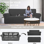 Easy-Going Stretch Sofa Slipcover 1-Piece Sofa Cover Furniture Protector Couch Soft with Elastic Bottom for Kids, Polyester Spandex Jacquard Fabric Small Checks (Sofa, Dark Gray)