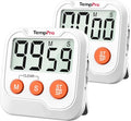 TempPro TM03 Digital Timer for Kids & Teachers, Kitchen Timers for Cooking with 2 Alarm Volume, Countdown Timer Stopwatch for Classroom Supplies, Exercise, Baking, Work, 2-Pack (Previously ThermoPro)