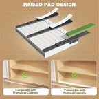 Seinloes Pull Out Cabinet Organizer, 4-Side Expandable to Fit Most Cabinets, 3 Rail Slide Out Drawers with Raising Pad for Framed & Frameless Cabinets, 13"-21" W x 13"-17" D, White, 2 Pack