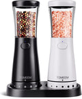 Electric Salt and Pepper Grinder Set with Storage Base, Stainless Steel Rechargeable Salt and Pepper Grinder Set with 4.5 oz Large Capacity, 1.8" Wide Mouth, Adjustable Coarseness, Ideal for Kitchen