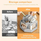 Cayxenful Pencil Pen Holder for Desk,9 Slots 360 Degree Rotating Desk Organizers,Desktop Storage Stationery Supplies Organizer, Cute Pencil Cup Pot For Office, School, Home(Grey)