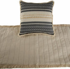 The HomeCentric Beige Bed Runner Without Pillow Cover, Queen Size 74"x18" Decorative Bed Runner, Beige & Black Linen Bed Scarf in Quilted, Natural Linen with Lace - Moroccan Vibe