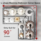Liuoud Corner Shower Caddy 5 Pack, Rustproof Stainless Steel Shower Organizer with Soap Rack Toothbrush Holder, Large Capacity Adhesive No Drilling Bathroom Storage Decor Set, Black