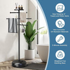 Pool Towel Rack with Wheels for Indoor Outdoor Use, 63 Inch Towel Holder with Storage Tray, 6 Adjustable Bars Hot Tub Accessories, Free Standing Towel Rack for Pool, Spa, Hot Tub