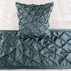 The HomeCentric Handmade Blue Queen 74 x 18 inch Bed Runner Without Pillow Cover, Satin Pintucks Bed Scarf, Solid Color Modern - Satin Nights