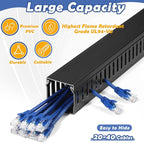 ZhiYo 66in(4X L16.5in) Professional Server Rack Cable Management Raceway, H2in x W2in Cable Raceway Kit, Electrically Safe PVC Open Slot Wire Raceway for Under Desk/Computer/Network Cords, Black