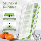 ChefAide Ice Cube Tray with Lid, 2 Packs 28 Cubes Durable Stackable Ice Cube Trays for Freezer with Removable Lids, Easy-Release Plastic & Silicone Ice Tray for Cocktail, Coffee