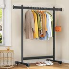 Wiracks Heavy Duty Clothes Rack for Hanging Clothes Clothing Rack 300LBS Portable Clothes Rack 45" L*15" W*66" H Thickened and Widened elliptical Tubes (Black)
