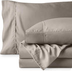 Bare Home Twin XL Sheet Set - 1800 Ultra-Soft Microfiber Twin Extra Long Bed Sheets - Double Brushed - Deep Pockets - Easy Fit - Extra Soft - 3 Piece Set - Bed Sheets & Pillowcases (Twin XL, Khaki)