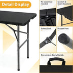 Folding Event Table, Heavy Duty Picnic Table Indoor Outdoor Camping, 4FT Portable w Handle Lock for Banquet, Black