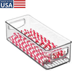 iDesign Stackable Storage Bin with Handles for Pantry, Fridge, or Freezer, Clear, Made in USA