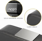 SANZIE Luxury Leather Tray Organizer Valet Tray Key Tray for Entryway Table Desktop Storage Catchall Tray Decorative Tray for Jewelry Keys Wallet Phone Watch (Metal Silvered, Black)