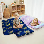 Toddler Nap Mat with Pillow and Minky Blanket, Large 55"x35" Sleeping Bag, Washable, Lightweight, Easy to Roll, Perfect for Preschool, Daycare, Kindergarten, Travel, Boys and Girls(Gamepad)