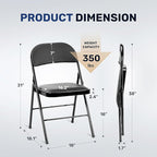 Simple Deluxe 4 Pack Folding Chairs with Padded Leather Cushion Seats & Durable Metal Frame, Comfortable, Foldable, Portable, Commercial Event Chair, Indoor Outdoor for Parties, Home, Office, Black