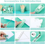 auroray Green Desk Organizers and Accessories, Teal Office Supplies Set Green Mesh Desk Organizer, Stapler, Tape Dispenser, 1000 Staples, Staple Remover, Pen Holder, Clips Set, Ruler, Scissors