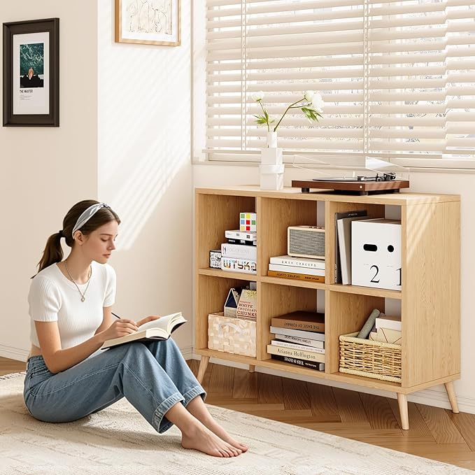 6 Cube Storage Organizer, Wood Bookcase