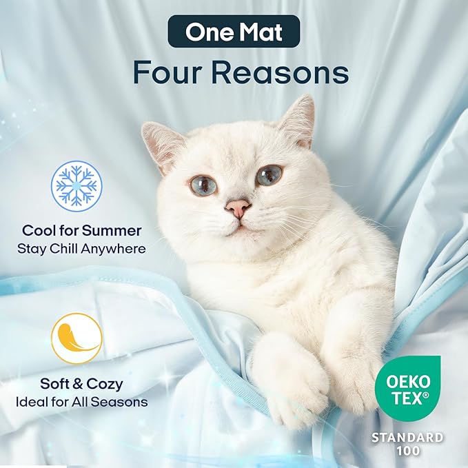 Zonli Premium Cooling Blanket for Dogs-Lightweight Fluffy Pet Throw & Bed Cover,Cooling Mat for Dogs,Cats&Puppies - Breathable,Durable Summer Blanket-Oversized 39"×55" Pet Pad, Machine Washable (Blue)