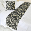 The HomeCentric King/Queen/Twin Black Decorative Twin 53"x18" Bed Runner with 2 Pillow Cover, Circle, Rings, Quilted Bed Scarf on Jacquard Fabric - Circlewise