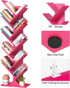 SHEEPAM 10 Tier Tree Book Shelf, Floor Standing Wood Bookshelf