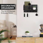 Key Holder Wall Mount, Mail Organizer for Wall with 5 Square Rustic Key Hooks Key Shelf Farmhouse Home Decor for Entryway