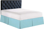 Bed Skirt - 100% Cotton 800 Thread Count Box Pleated Bed Skirt - Luxury Pleated Dust Ruffle, Hotel Quality Modern Bed Skirt, Easy Fit with 12 Inch Tailored Drop, King, Aqua Blue