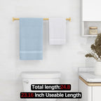 MKO Bathroom Towel Bar, 24 Inch Towel Rod for Bathroom, Heavy Duty Bath Hand Towel Holder Wall, Single Rod, Gold, Easy of Installation