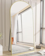 Koonmi 35"x78" Arched Full Length Mirror, Gold Large Floor Mirror with Aluminum Alloy Frame Standing Hanging or Leaning Wall-Mounted Mirror for Living Room and Bedroom