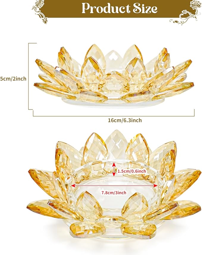 Crystal Flower Jewelry Tray, Luxury Transparent Decorative Trinket Dish for Rings, Earrings, Necklaces, Keys for Vanity Dresser Nightstand, Elegant Gift for Women Mother's Day (1, 6.3"(W)- Gold)