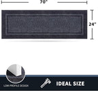 PURRUGS Dirt Trapping Door Mat 24" x 70", Non-Slip/Skid Machine Washable Entryway Rug, Shoes Scraper, Area Rug, Super Absorbent Welcome Mat for Muddy Wet Shoes and Paws, Bluish Grey & Charcoal