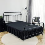 Bed Skirt Full Size Ruffled Bed Skirt with Split Corners, 12 Inch Drop Dust Ruffle Bed Skirt with Platform, Black