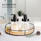 Amolliar Plastic Mason Jar Soap Dispenser with Pump Lid,16OZ Refillable BPA-Free Hand Soap Dispenser Set with Cute Lables - Farmhouse Decor for Kitchen/Bathroom, Liquid Soap,Dish Soap, Lotion