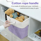 12 x 12 Inch Cube Storage Bins, 4 Pack Fabric Storage Basket with Handles, Foldable Boxes Organizer for Shelf Baskets for Home, Clothes (White/Purple)
