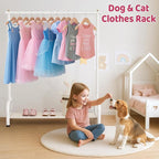 SLEEPING LAMB Kids Clothing Rack, Small Baby Clothes Rack with Bottom Storage Shelf, Kids Dress Up Rack Storage for Coats, Dance Costume Garment Rack for Hanging Clothes, White