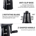 Upgrade Rotary Cheese Grater Shredder with Handle, Strong Suction Base, Multi-purpose Rotary Grater Slicer with 5 Interchangeable Blades for Ice, Vegetables, Fruit, Nuts with Blade Storage Box