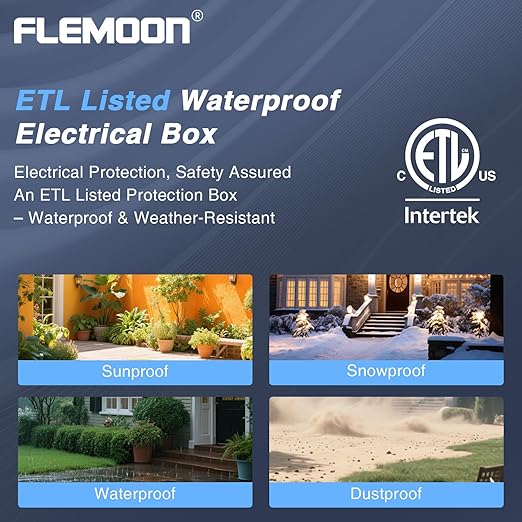 Flemoon [2 Pack] IP55 Small Outdoor Electrical Box Waterproof (Inner 5.9 x 3.2 x 1.8inch), Extension Cord Cover with Detachable Awning Covers for Plug, Outlet, Holiday Lights, Gray