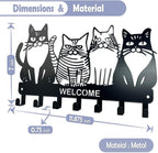 Key Holder for Wall, 11.88'' x 7'' Black Metal Cat Shape Decoration Key Hook Wall Mount Key Rack Hanger Storage Organizer with 7 Hooks for Home Doors Entryway Kitchen Garage Decor
