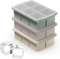 VLM 3 Packs Large Ice Cube Molds with Stackable Lid,Silicone Ice Cube Tray for Freezer,Big Square Ice Tray for Whiskey,Cocktails,Bourbon and Soups (Set 2)