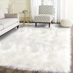 Latepis High Pile Faux Fur Area Rug, 5 x 8 ft, White, Fluffy Rug for Bedroom, Living Room, Playroom, Nursery