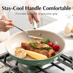 Redchef Nonstick Frying Pan Skillet, Ceramic Non-Stick Saute Pans, 11 inch Cooking Fry Pan with Stay Cool Handle, All Stovetops (Gas, Electric & Induction), Dishwasher/Oven Safe, PFAS-Free (Green)