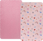 Dot Bassinet Sheet Set 2 Pack Stretch Fitted Bedside Sleeper Bassinet Sheets Sheets,Ultra Soft, for Baby Girls and Boys Pink, Love