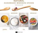 2 PCS Small Wooden Spoons, 5.8 Inch Honey Spoons for Tea, Schima Wooden Honey Teaspoon for Coffee, Little Tiny Wood Spoons, Bamboo Table Spoon for stirring, Wooden Spoons for Utensils Set