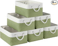 Storage Baskets for Shelves 13.8x9.8x6.7 Inch, Foldable Fabric Storage Bins with Handles, Small Storage Baskets for Organizing Closet, Office, Home Organization (6-Pack, White&Green)